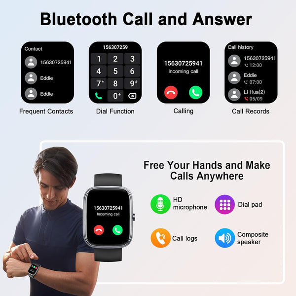 Smart Watch for Men Women, 2025 HD 1.91" Smartwatches (Answer/Make Call), 112+ Sports Modes Fitness Activity Tracker, Calories/Heart Rate/Sleep