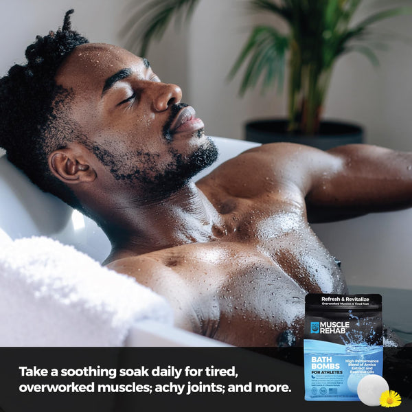 Epsom Salt Bath Bombs with Arnica (4 Pack) | Magnesium Recovery Soak for Sore Muscles, Post-Workout Relief & Relaxation | Eucalyptus, Turmeric &