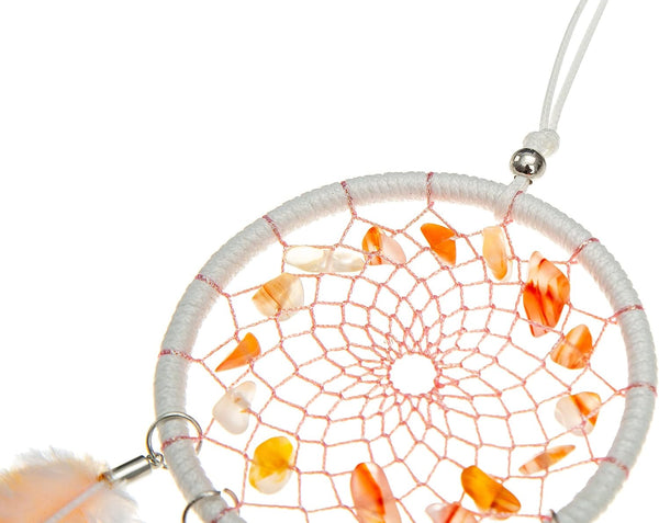 Mini Dream Catchers - Rooster Feather with Red Agate, Handmade Small Dreamcatcher for Bedroom, Dream Catcher for Girls, Dream Catchers for Boys,