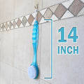 2 Pack Bath Body Brush Long Handle Back Shower Brush Exfoliating Back, Body, and Feet Scrubber Soft Nylon Bristles (Blue & Green) Blue, Green