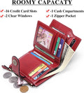 FALAN MULE Small Wallet for Women Leather Bifold Compact Small Womens Wallet with RFID Blocking Bright Red