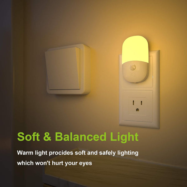 MAZ-TEK Plug in Motion Sensor Dimmable Night Light, Soft Warm White LED Nightlight with Dusk to Dawn Motion Sensor, Adjustable Brightness for