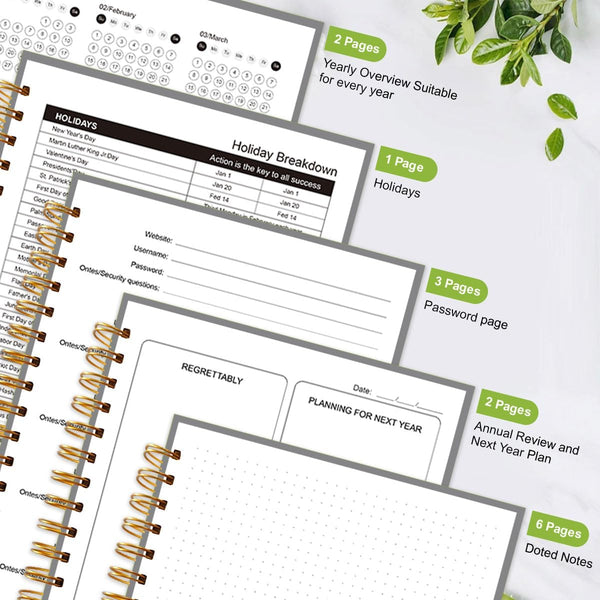 7" x 10" Undated Hourly Planner journal, Daily Planner, Notebook With Hourly Schedule, Weekly and Monthly Planner Spiral Bound,Weekly To Do List