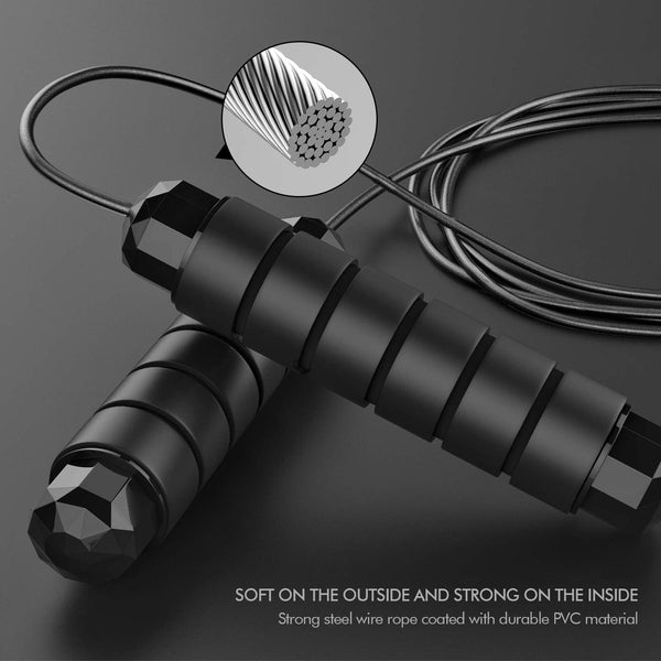 Jump Rope, Tangle-Free Rapid Speed Jumping Rope Cable with Ball Bearings for Women, Men, and Kids, Adjustable Steel Jump Rope with Foam Handles