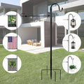 Garden Flag Holder Stand and Shepherds Hooks, 48 Inch Height with 1/2 Thick Metal Pole-Outdoor Lawn Yard Stake for Small 12x18, Solar Lights-Mini