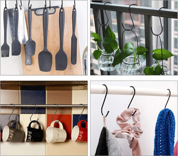 30 Pack Black S Hooks Steel Hanging Hooks Heavy Duty S Hanger Hook Metal Kitchen Pot Rack Hooks Closet Hooks for Hanging Pan, Cups, Jeans, Plant