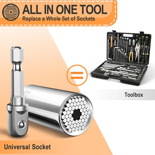Stocking Stuffers for Men Super Universal Socket Tools Gifts for Men A-Universal Socket(Silver)