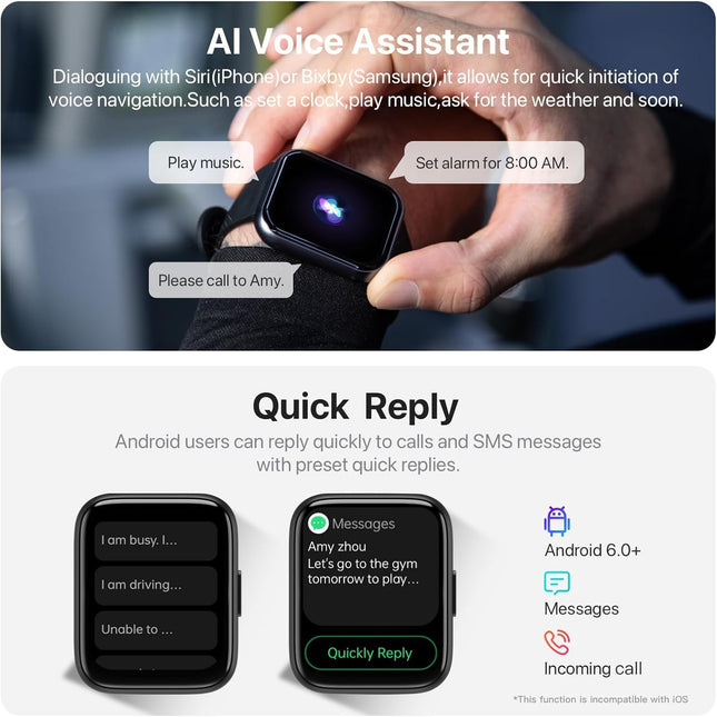 Smart Watch, 1.83" HD Smartwatch for Men Women (Answer/Make Calls), Fitness Watch with 100+ Sport Modes, IP68 Waterproof