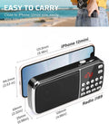 PRUNUS J189 Mini Bluetooth AM FM Radio, TF Card/USB/AUX Playback with Bass | Rechargeable, LED Flashlight, Dual Speaker Heavy Bass, Pocket Size,