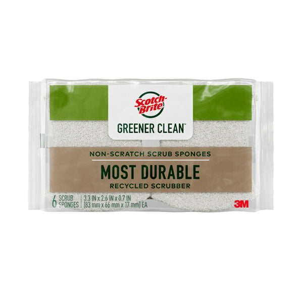 Scotch-Brite Greener Clean Non-Scratch Scrub Sponge, 6 Pack 1 Count