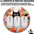 Black Cat Flower Small Mouse Pad, Cute Aesthetic Anime Mousepad with Non-Slip Rubber Base, Round Mouse Pads for Desk Accessories Laptop Gaming