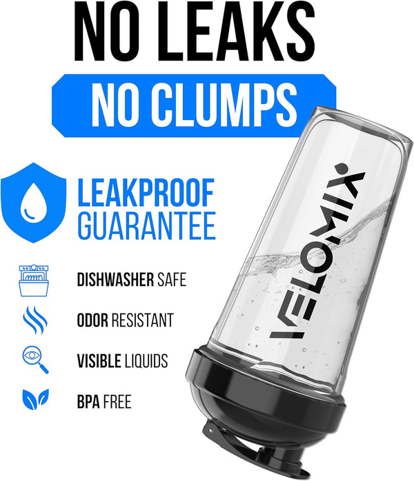 VELOMIX -2 Pack- 28 oz Protein Shaker Bottles for Protein Mixes - 2x Wire Whisk | Leak Proof Shaker Cups for Protein Shakes | Protein Shaker