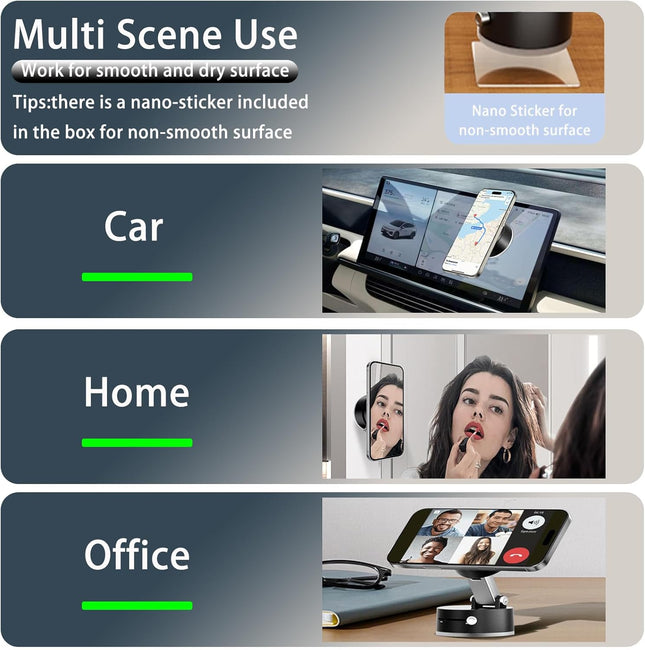 Vacuum Suction Magnetic Car Phone Holder Mount Fit All Phones,Adjustable Phone Holders for Your Car,Mechanical Lock No N