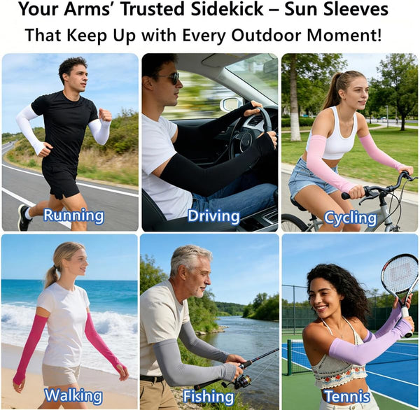 Sun Protection Arm Sleeves with Thumb Holes for Men Women,Cooling Compression UV Arm Cover,Outdoor Sports Sleeve Arm