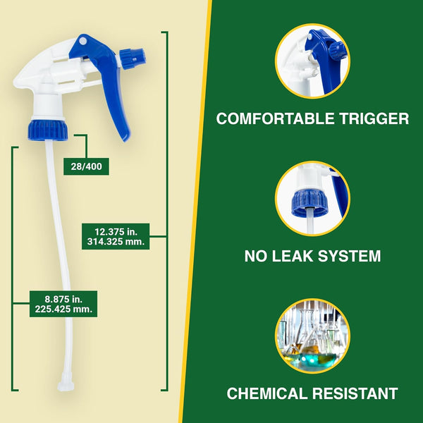 Heavy Duty 32Oz Plastic Spray Bottles for Cleaning - Large Empty Industrial Bottles for Gardening Solutions, Vinegar, Chemicals, Professional