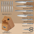 Kuisine Premium Sharp Knife Set,High Carbon Stainless Steel Sharper Blade Ergonomic Non-slip Handle,Kitchen Block Knife Set Chef Knife Block Set