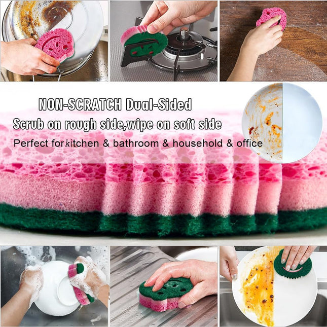 Smilepowo 12 Pack Scrub Sponge,Bulk Sponges,Dual-Sided Multi-Functional Premium 