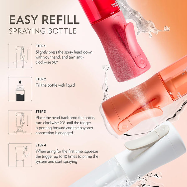 FLAIROSOL MyStyle Travel Continuous Spray Bottle, 3.04oz/90ml, Pink | Ultra fine continuous mist for face, hairstyling, salon, cleaning, beauty,