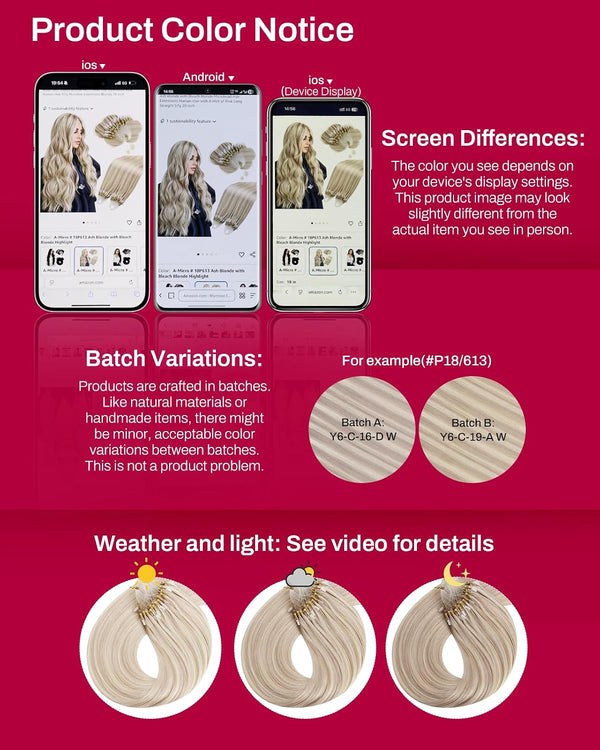 Moresoo Micro Ring Hair Extensions Blonde Highlight Microlink Hair Extensions Human Hair Ash Blonde Mix Bleach Blonde Hair Extensions Micro Link