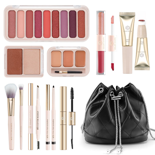 Color Nymph Makeup Sets For Women, Teen Girls With Travel-Friendly Makeup Kits Bag Included 9 Color Eyeshadow Palette Concealer Liquid Blush
