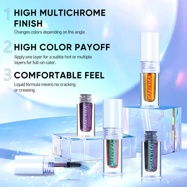 MAKI YIKA Glitter Liquid Eyeshadow Green Purple Color Shifting Eyeshadows Aurora