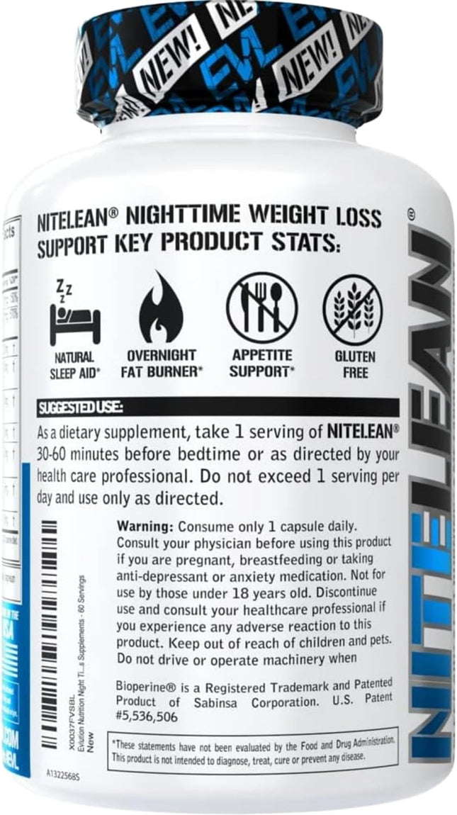 Evlution Nutrition Night Time Fat Burner Support - Overnight Sleep and Weight Lo