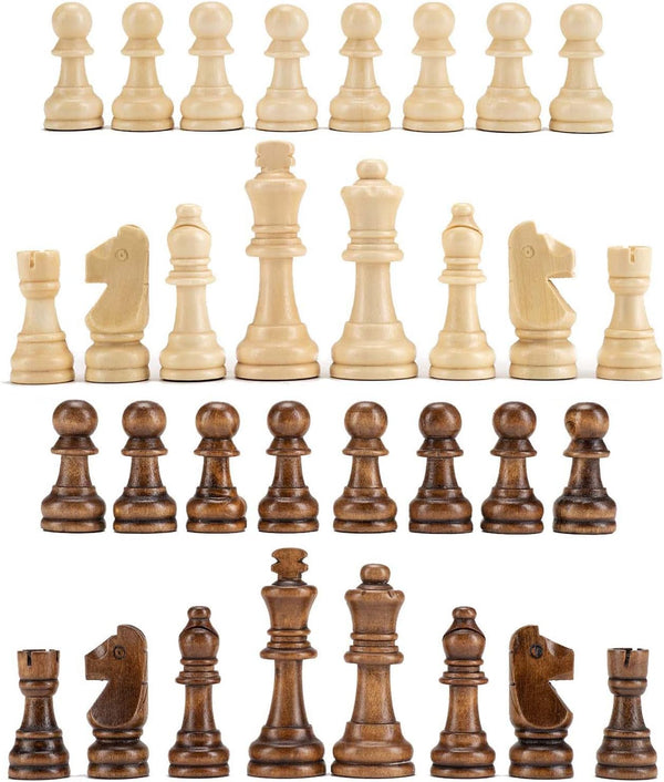 AMEROUS Wooden Chess Pieces Only, Staunton Style Wood Chessmen with 3.15" King - Storage Bag - Gift Packed Box, Tournament Chess Game Pawns for