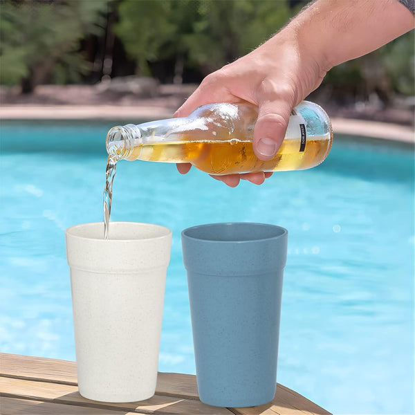 Homestockplus 16 Oz Tumbler Cups,Unbreakable Drinking Cups Microwave and Dishwasher Safe BPA Free Reusable Cup【Set of 8】 8 x 16 OZ Gradient Blue Grey