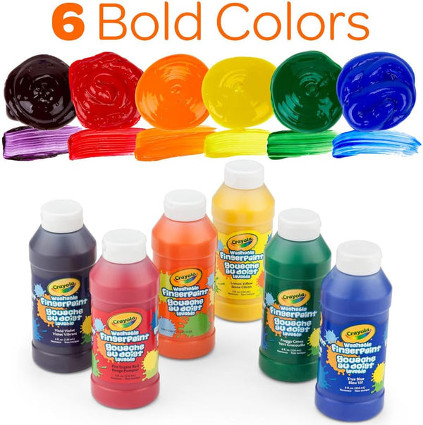 Crayola Washable Finger Paints (6Ct), Toddler Paint Set, Nontoxic Finger Paint for Kids, Arts & Crafts Supplies for Toddlers, Easter Basket