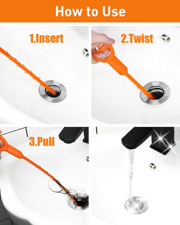 6PCS Drain Clog Remover Tool, Drain Hari Cleaner Tool, Hair Cather Shower Drain Tool, Drain Auger Hair Cleaning Tool for Shower Kitchen Sink Bath