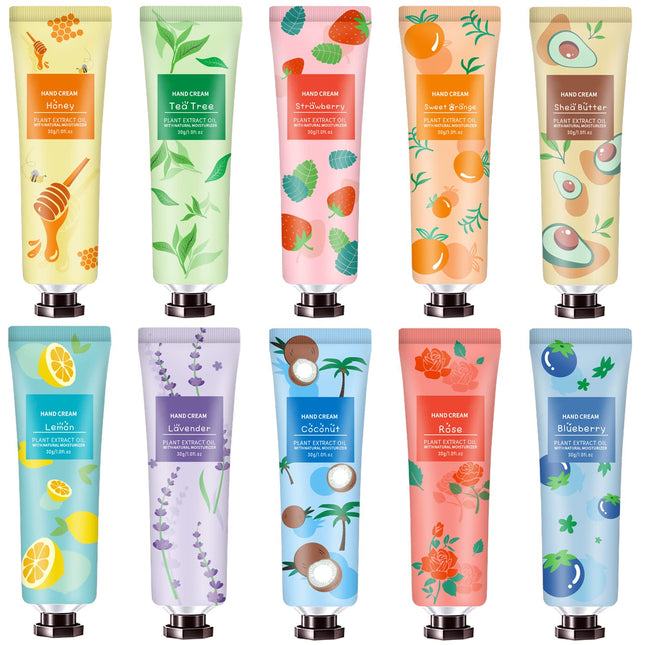 10 Pack Hand Cream for Dry Cracked Hands,Gifts for Women,Bridesmaid Gifts,Teacher Appreciation Gifts,Birthday Gifts for Women,Teen,Natural Plant