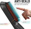 Heated Ionic Hair Straightening Brush for Men - 5 Temperature Settings, Anti-Scald, Beard Shaper & Travel Bag Black