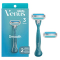 Gillette Venus Smooth Razor for Women, Includes 1 Reusable Razor Handle + 2 Count 3-Bladed Refills, Ergonomic Soft Grip Handle 1 Count (Pack of 1)