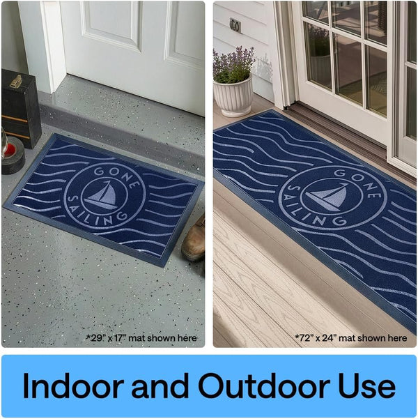 GORILLA GRIP 100% Waterproof All-Season WeatherMAX Doormat US Designed Natural Rubber, Stain and Fade Resistant, Low Profile Indoor Outdoor Door