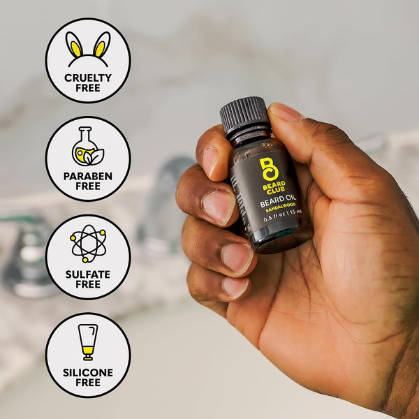 The Beard Club Duo Pack: Premium Cedar & Sandalwood Beard Oils for Men - Natural Moisturizer, Conditioner - Hydrates, Softens, Strengthens Hair
