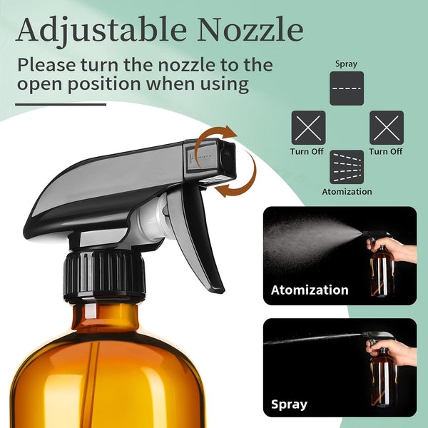 GIVAMEIHF 8oz Amber Glass Spray Bottles,3 Pack Glass Spray Bottles Refillable Empty Bottle with Adjustable Nozzle,Spray Bottle for Essential