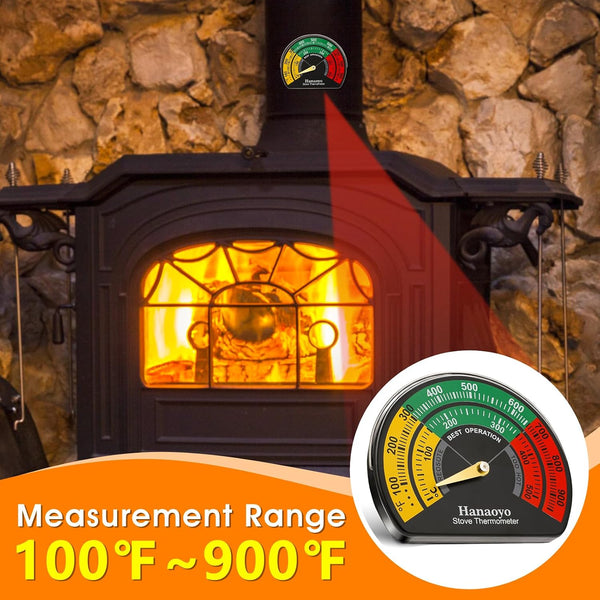 Hanaoyo Wood Stove Thermometer with Large Dial, Magnetic Stove Pipe Thermometer for Wood, Gas, Pellet Stoves (1 Piece) Large Multicolored 1
