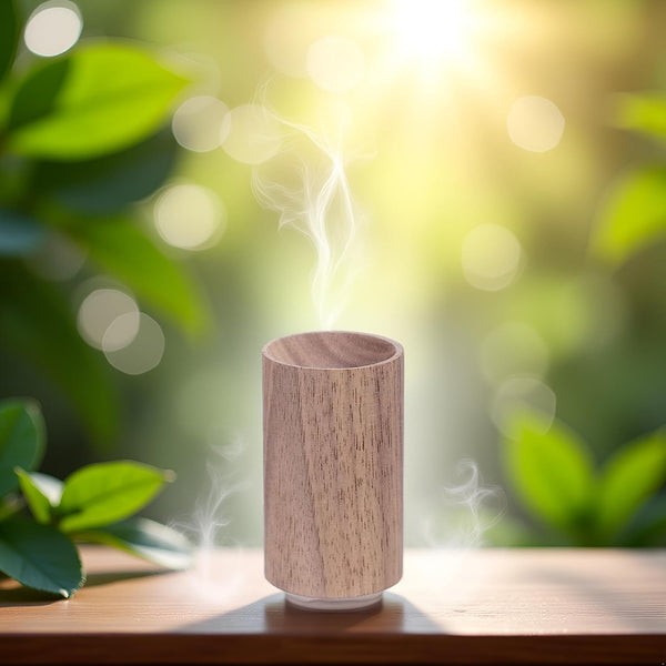 Brown Walnut Wood Essential Oil Diffuser,Wooden Aromatherapy Round Office Home Car Diffuser,Small Wooden Diffuser for Essential Oils Aromatherapy