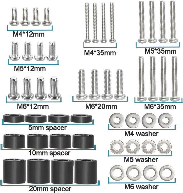 Coret Universal TV Mount Hardware Kit, Compatible with LG, Sanyo, Haier & More, Wall Mount, Includes M4, M5, M6 Screws, Washers & Spacers