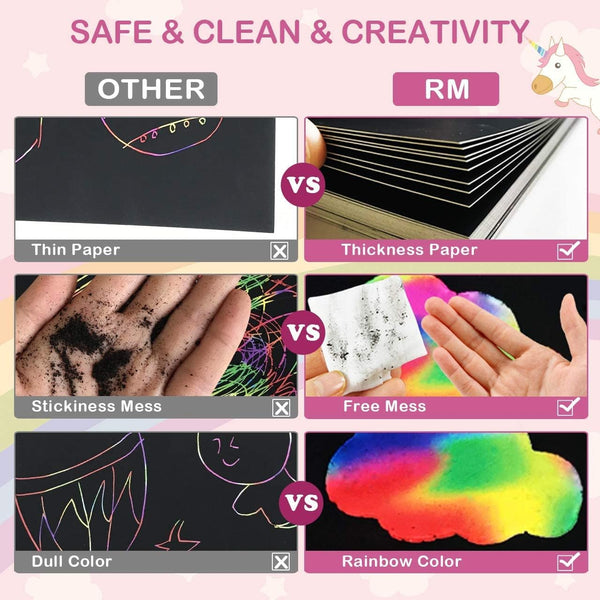 Rainbow Scratch Paper Art for Kids: 60PCS Magic Arts Crafts Gifts Toys for Girls Boys Ages 4 5 6 7 8 9 Games Activities for Birthday Family