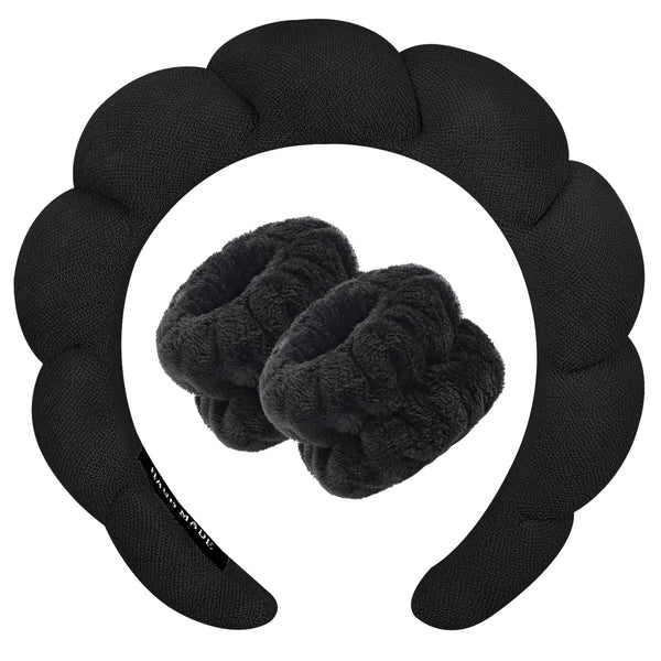 Zkptops Spa Headband for Washing Face Wristband Sponge Makeup Skincare Headband Terry Cloth Bubble Soft Get Ready Hairband for Women Girl Puffy