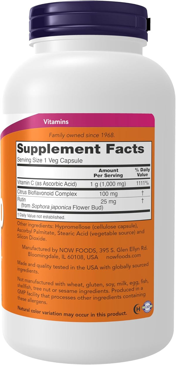 NOW Foods Supplements, Vitamin C-1,000 with 100 mg of Bioflavonoids, Antioxidant Protection*, 250 Veg Capsules 250 Caps by Now