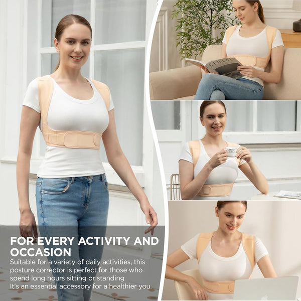 Posture Corrector for Women and Men, Adjustable Upper Back Brace for Clavicle Support and Providing Pain Relief from Neck, Shoulder, and Upper