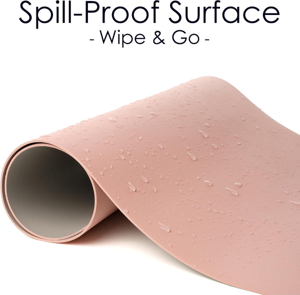 Double-Sided Leather Desk Pad, Non-Slip Mouse Mat (Pink/Silver) 35.4x17 in Pink/Silver 35.4" x 17"
