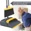 Upgrade Broom and Dustpan Set, Broom with Dustpan Combo Set, Self-Cleaning with Dustpan Teeth, Indoor&Outdoor Sweeping, Stand Up Broom and Dustpan