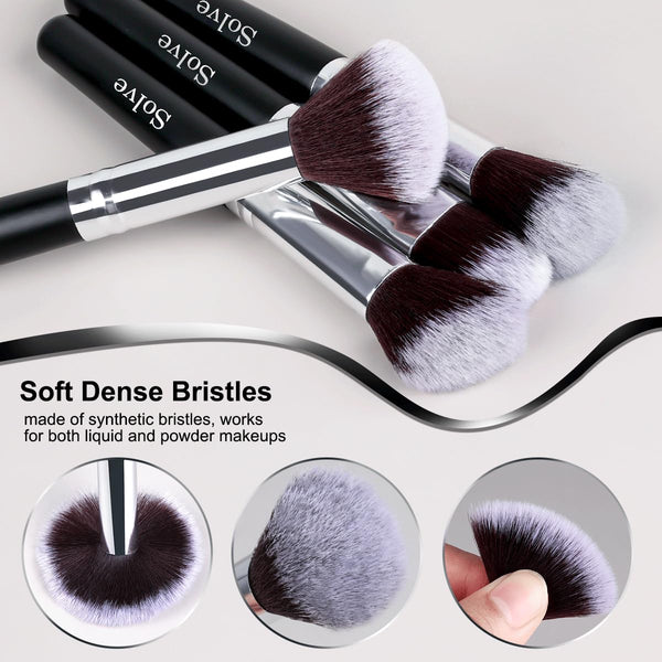 Makeup Brush Set, SOLVE 32 Pieces Professional Makeup Brushes Wooden Handle Cosmetics Brushes Foundation Concealer Powder Face Eye Make up Brushes