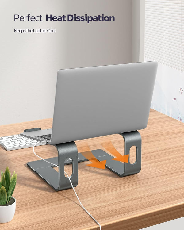 Nulaxy Full Aluminum Laptop Stand, Stable Support to 22 lbs, Open Cooling A-Grey