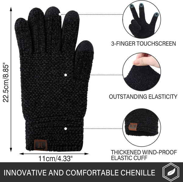 FZ FANTASTIC ZONE Womens Winter Warm Touchscreen Gloves for Cold Weather One Size Black