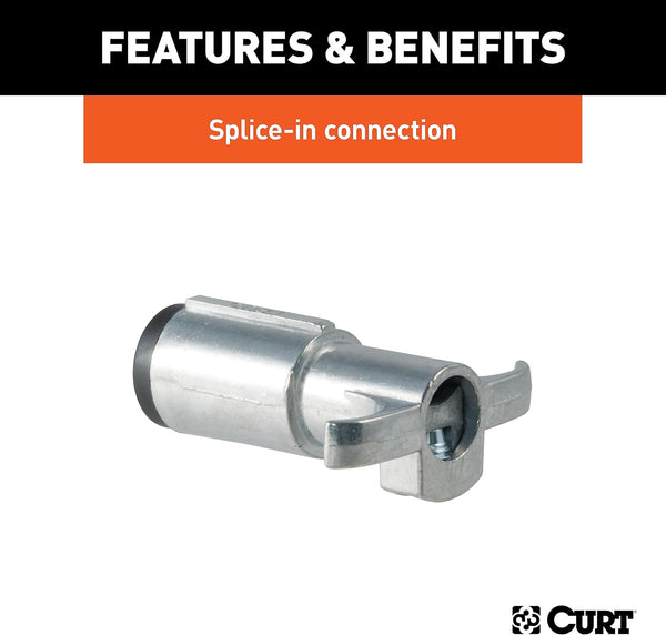 CURT 58080 Trailer-Side 6-Pin Round Wiring Harness Plug