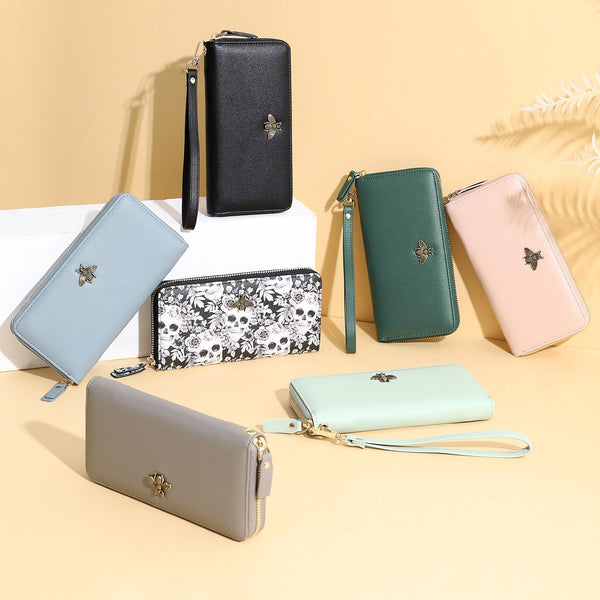 Women Wallet RFID Blocking Ladies Clutch Purses Long Wristlet Wallets for Women Dark Green